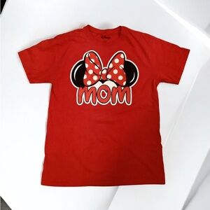 Disney Mom Minnie Mouse Red Short Sleeve T Shirt Size M Tee Bow Character